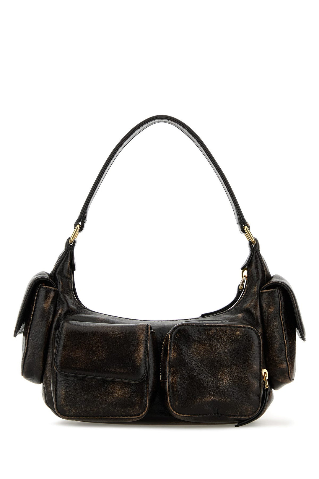 Dark brown nappa leather Pocket shoulder bag