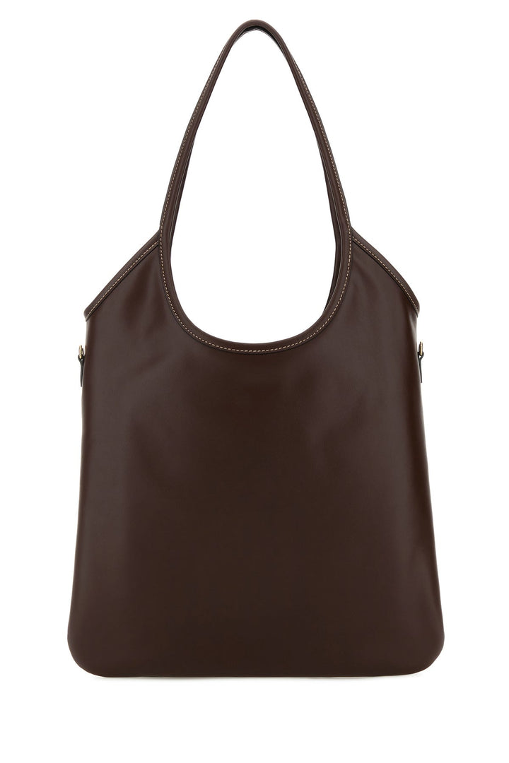 Brown leather shopping bag