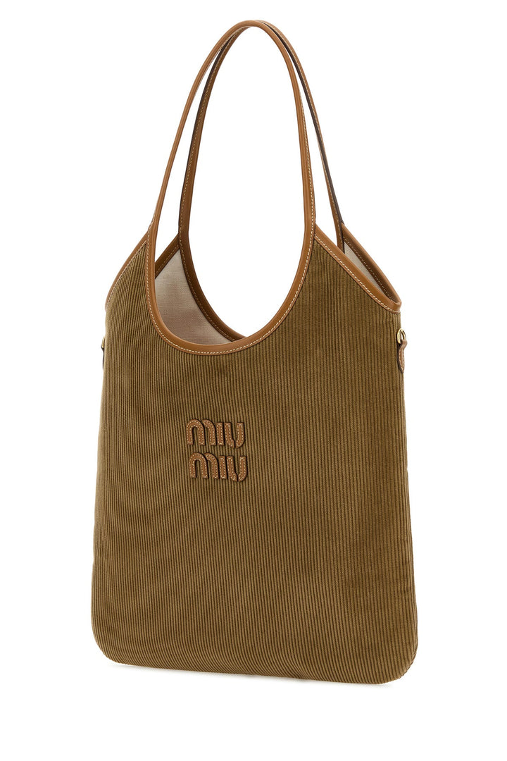 Khaki corduroy shopping bag