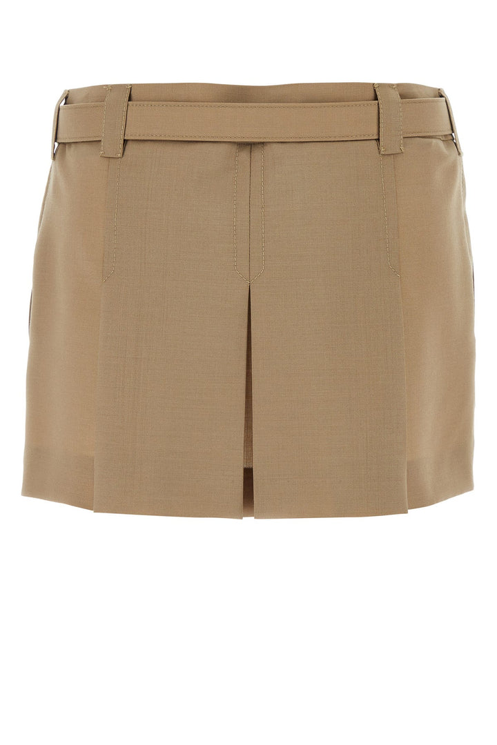 Camel mohair blend mini skirt