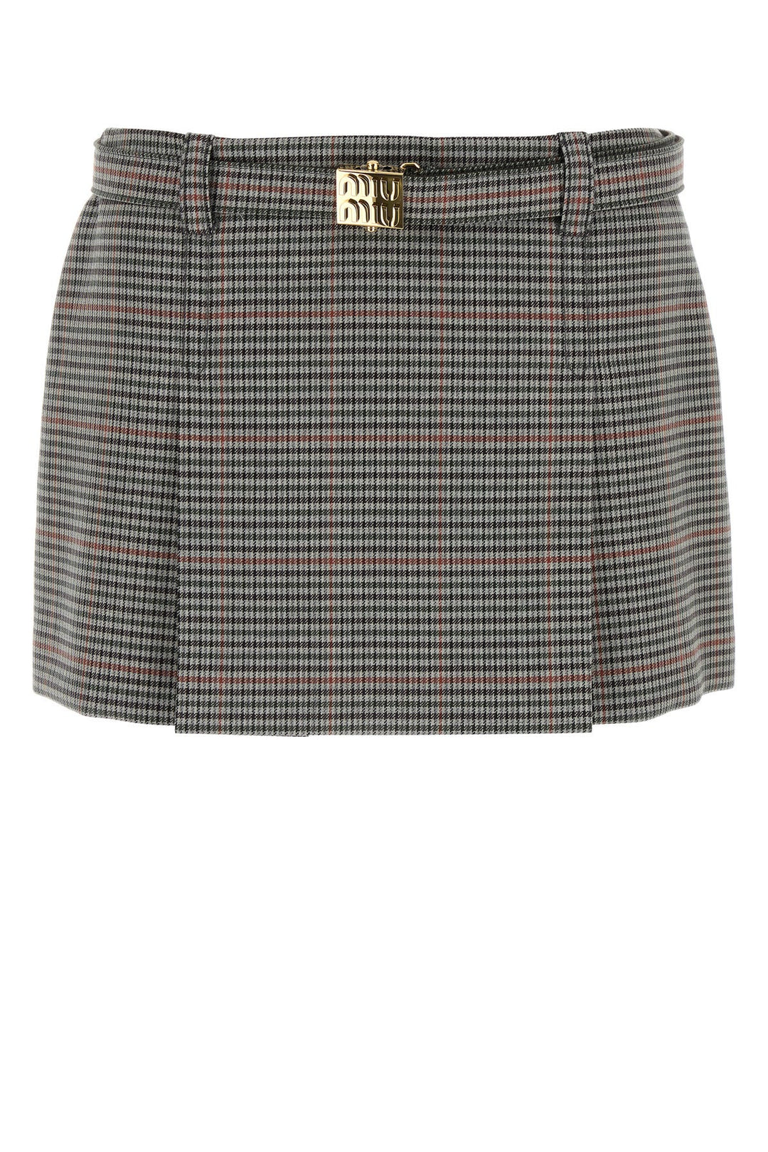 Embroidered wool mini skirt