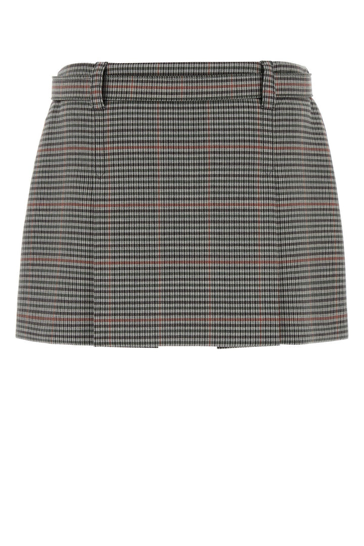 Embroidered wool mini skirt