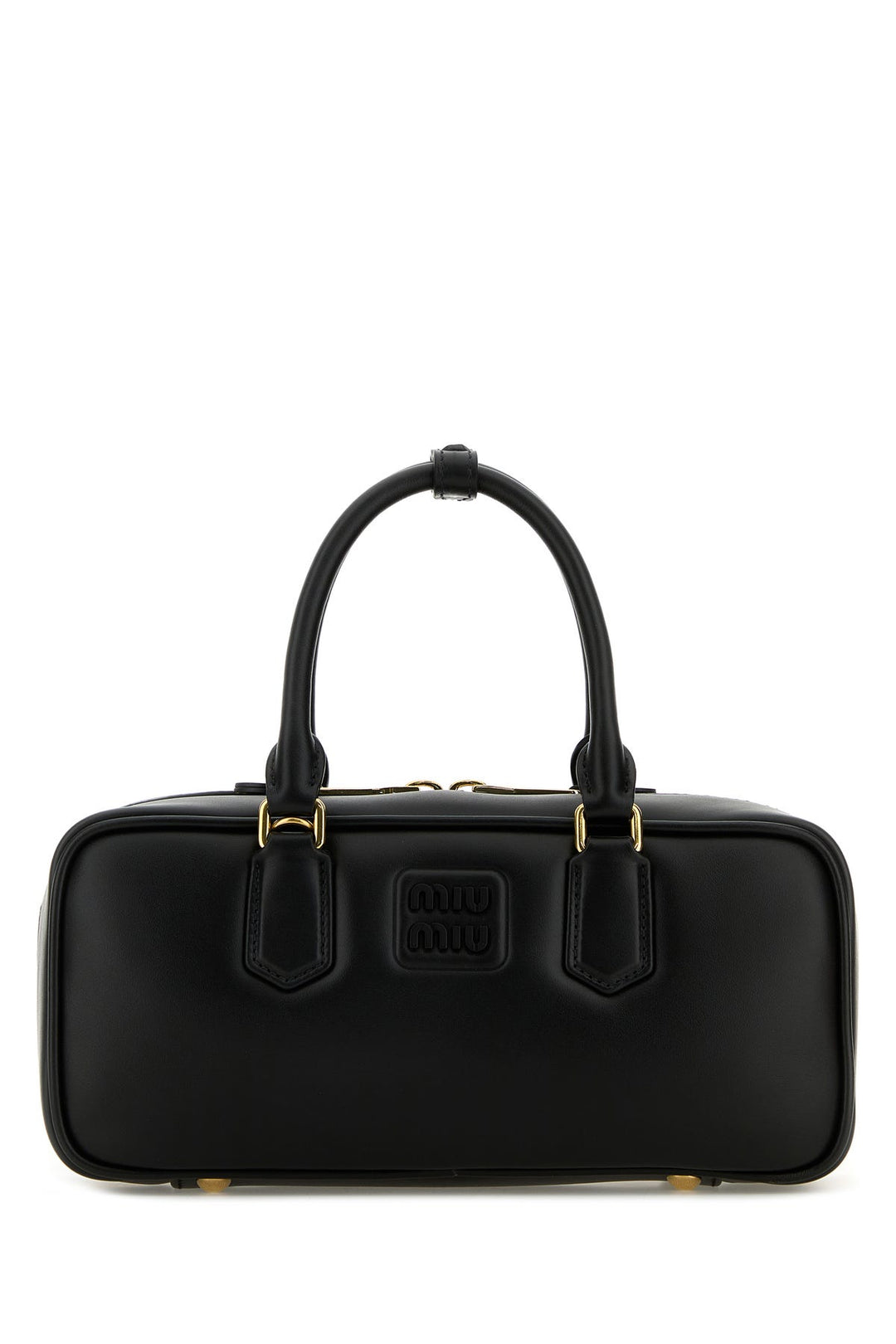 Black leather handbag