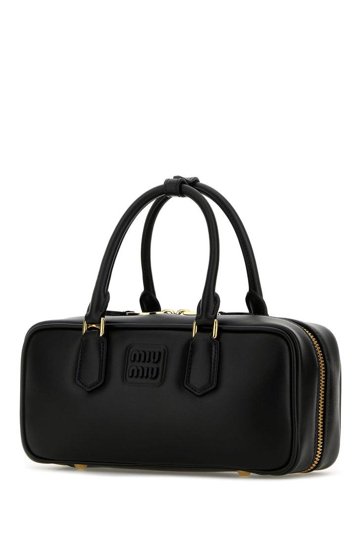 Black leather handbag