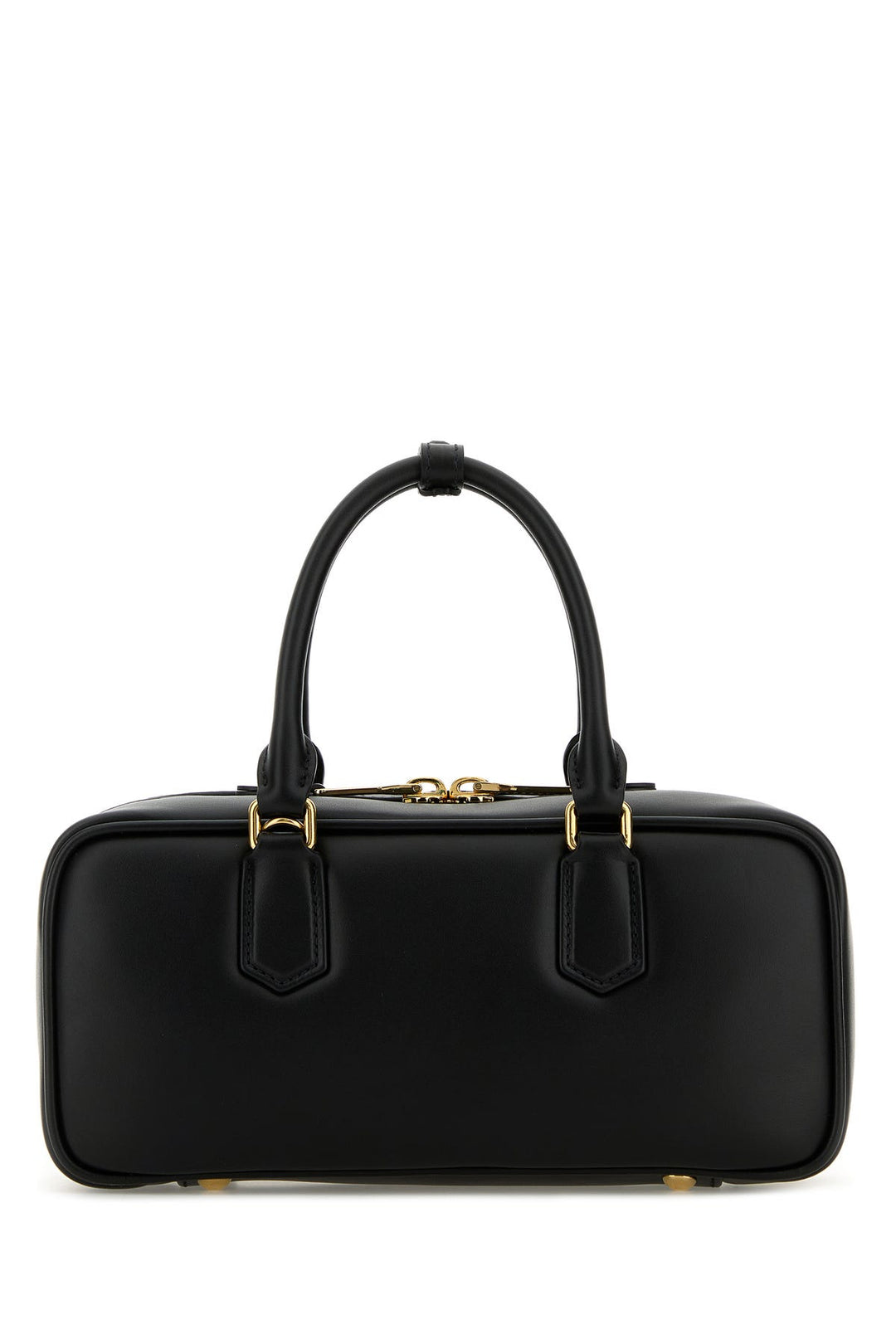 Black leather handbag