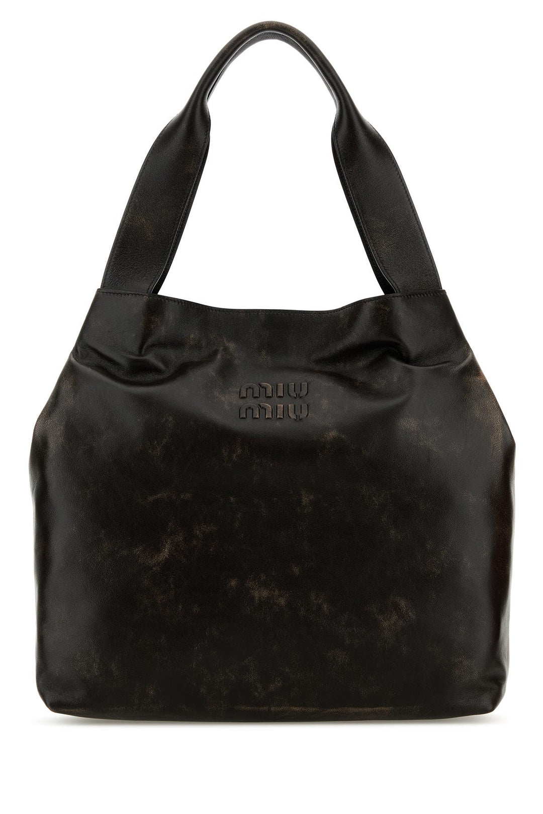 Dark brown nappa leather shopping bag