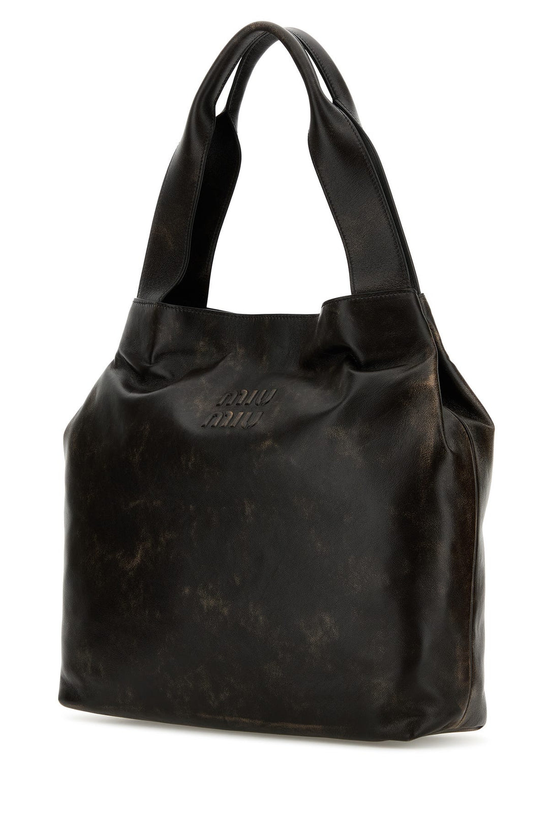 Dark brown nappa leather shopping bag