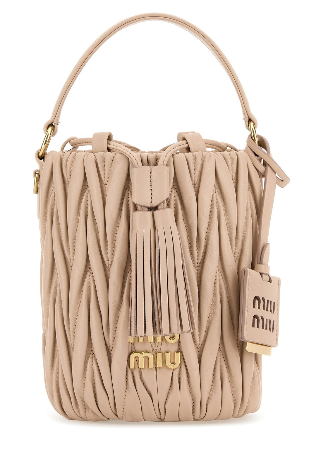 Powder pink nappa leather bucket bag