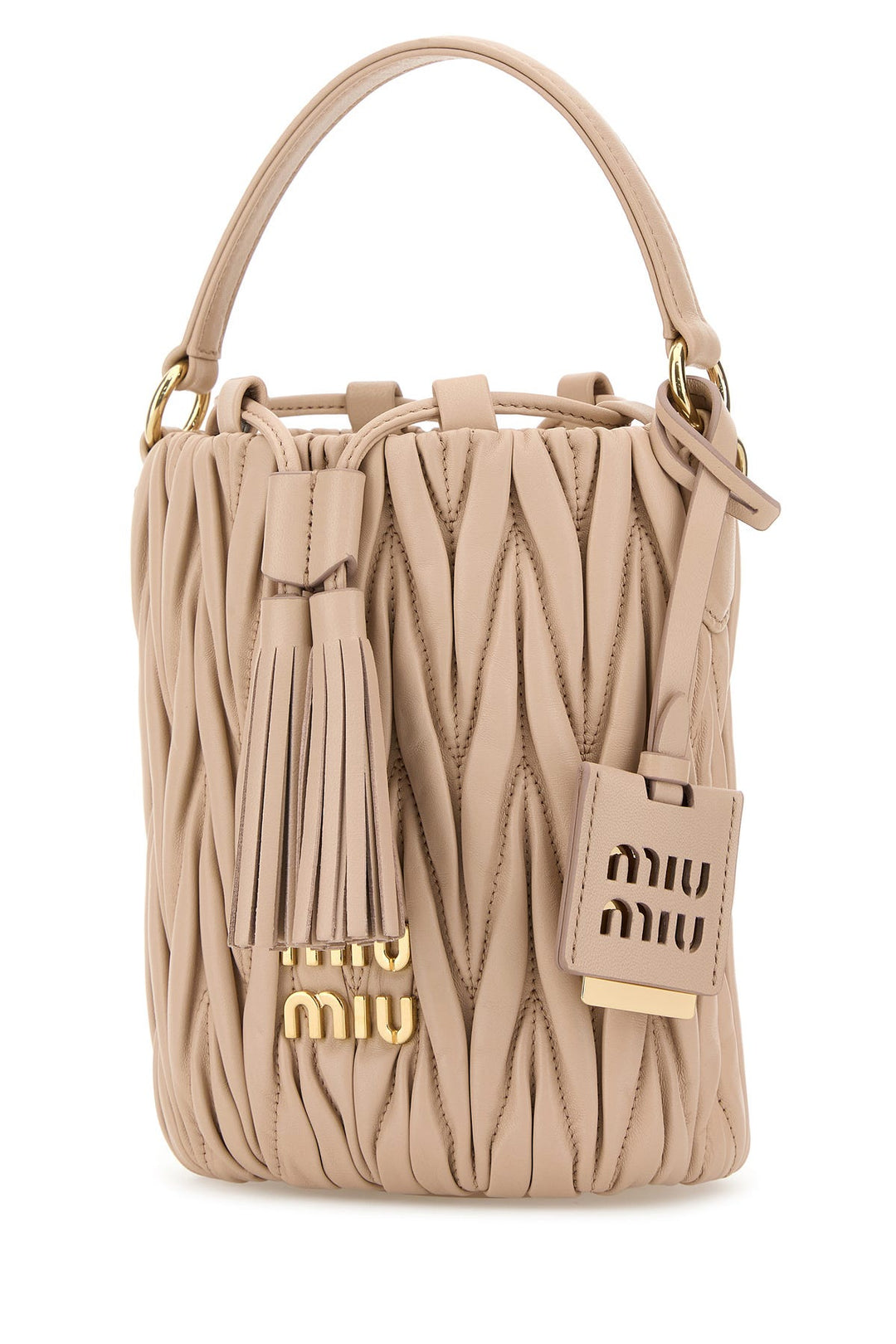 Powder pink nappa leather bucket bag