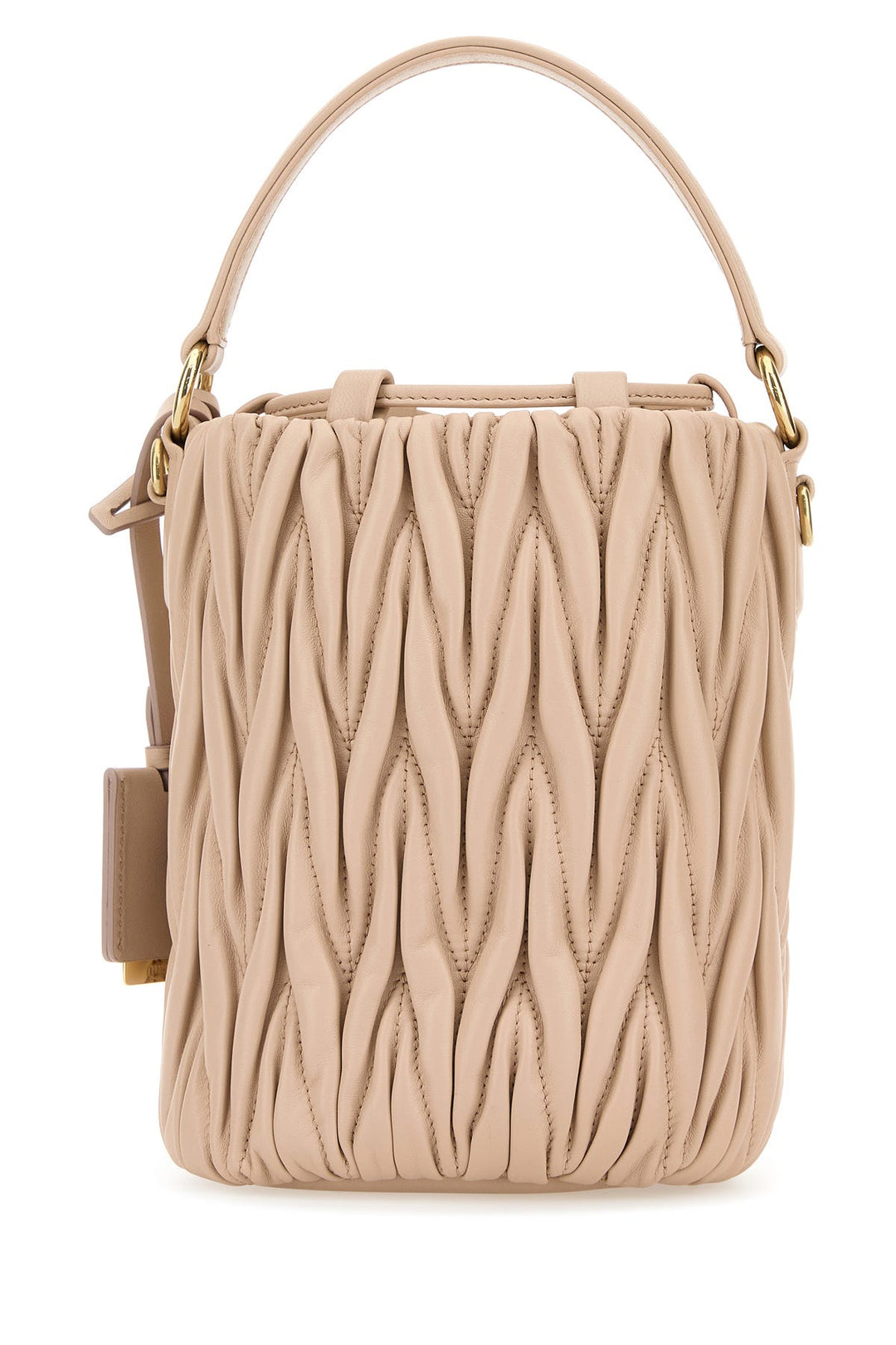 Powder pink nappa leather bucket bag