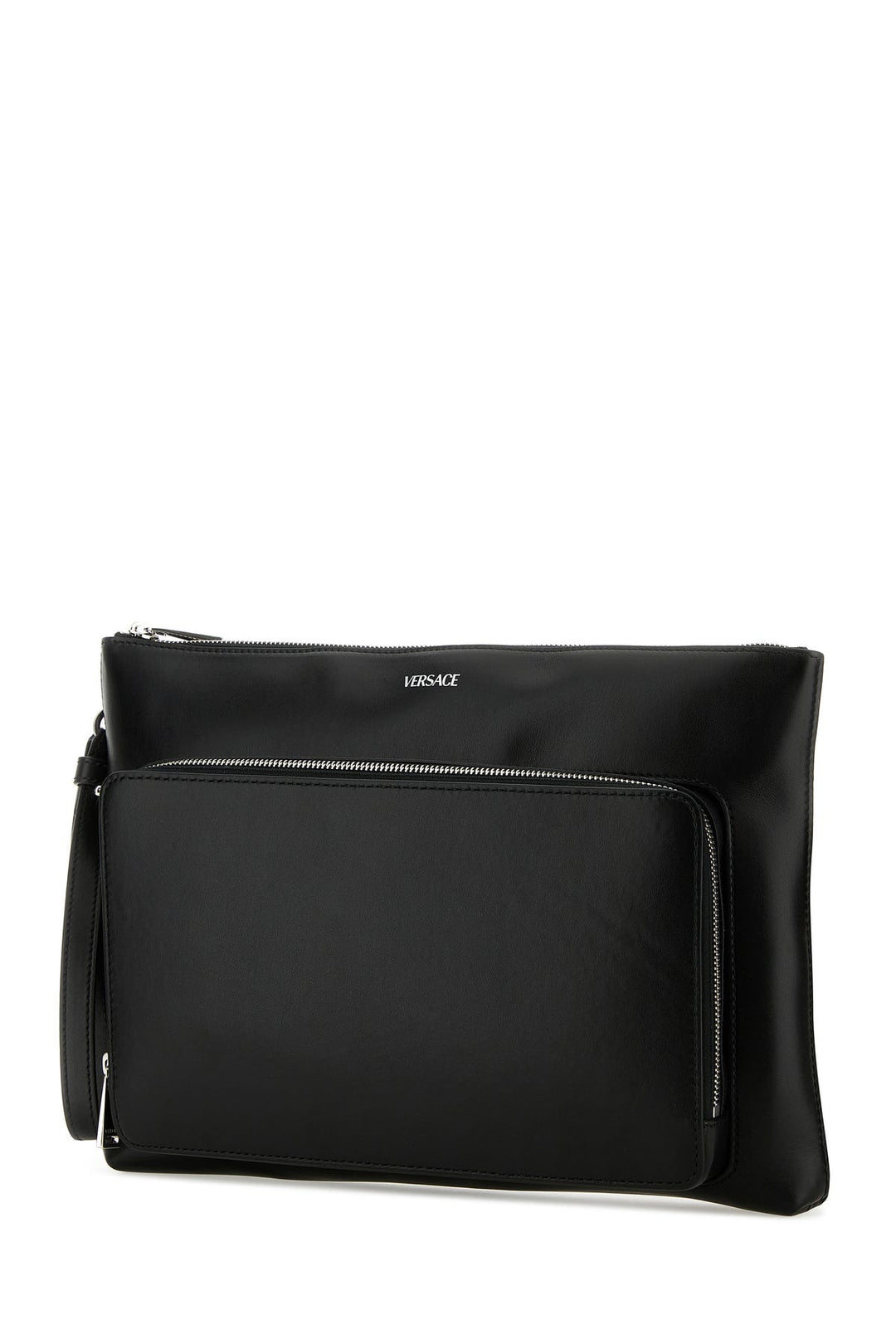 Black leather large Cargo clutch