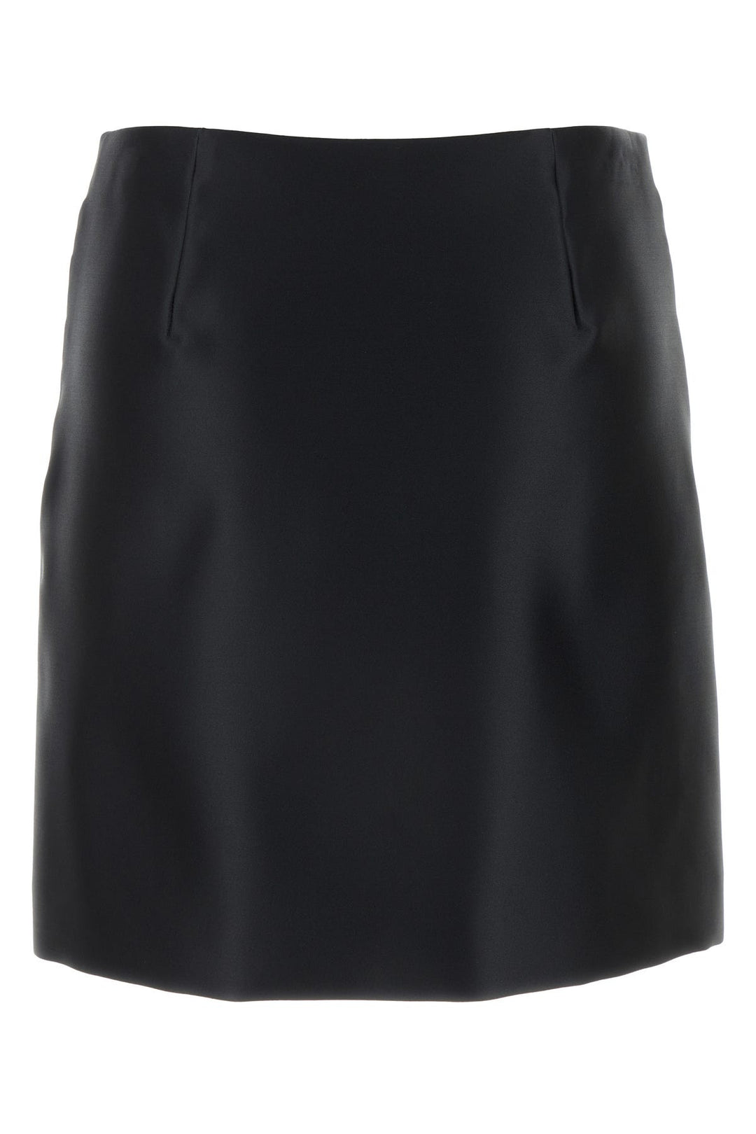 Black satin mini skirt