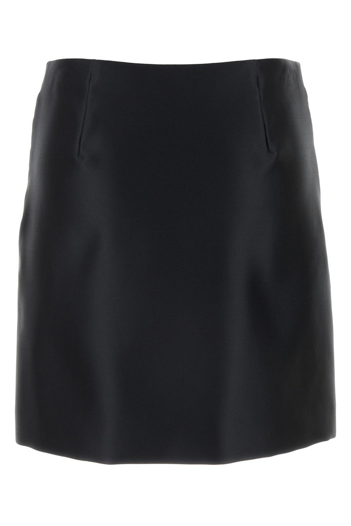 Black satin mini skirt