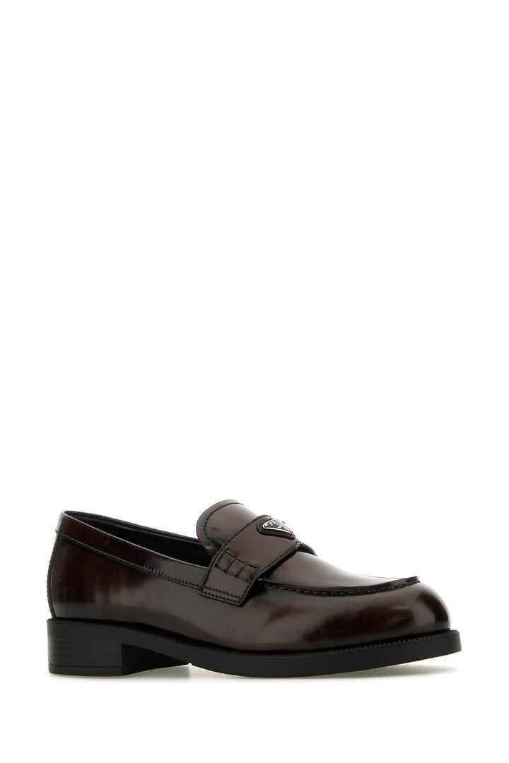 Brown leather loafers