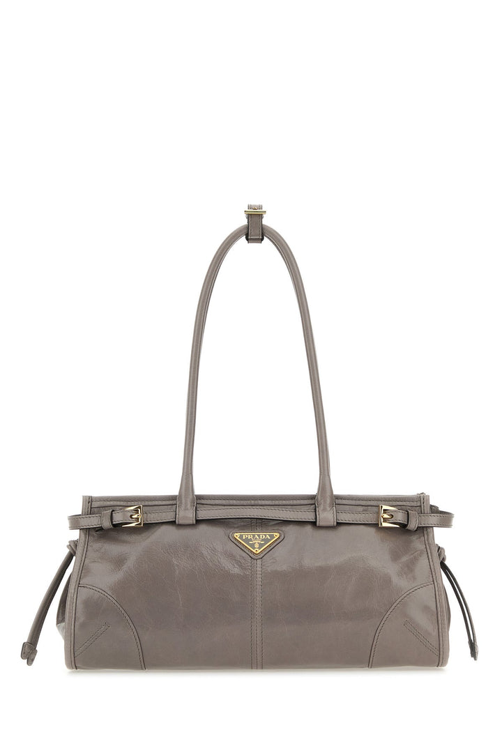 Grey leather shoulder bag