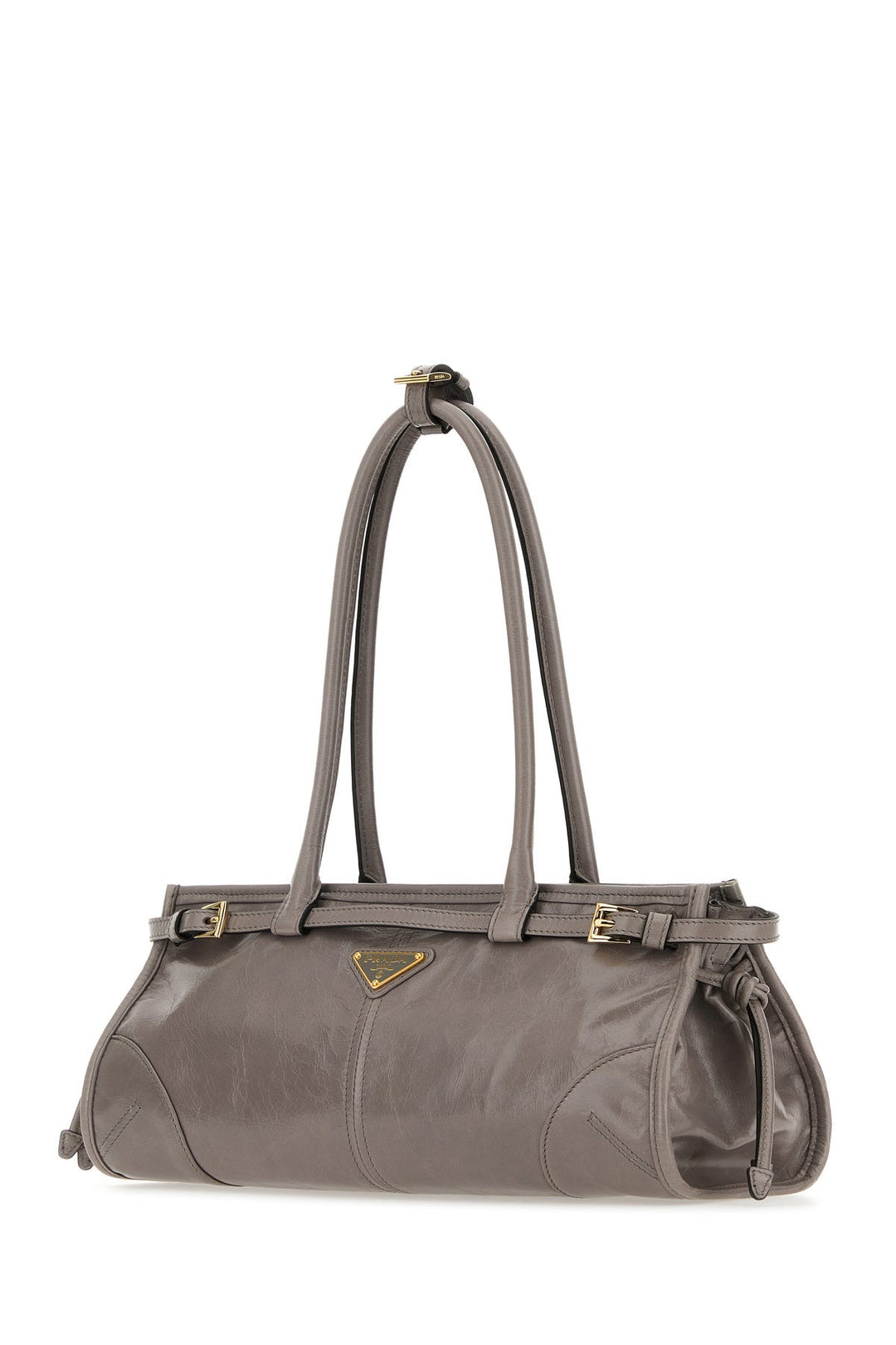 Grey leather shoulder bag