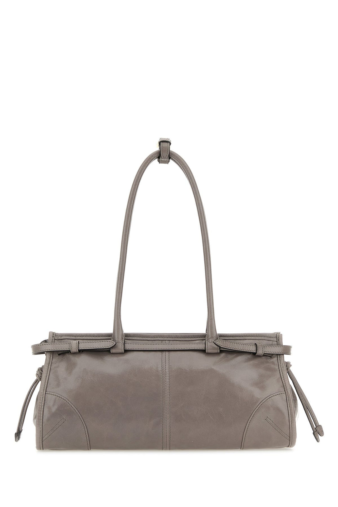 Grey leather shoulder bag