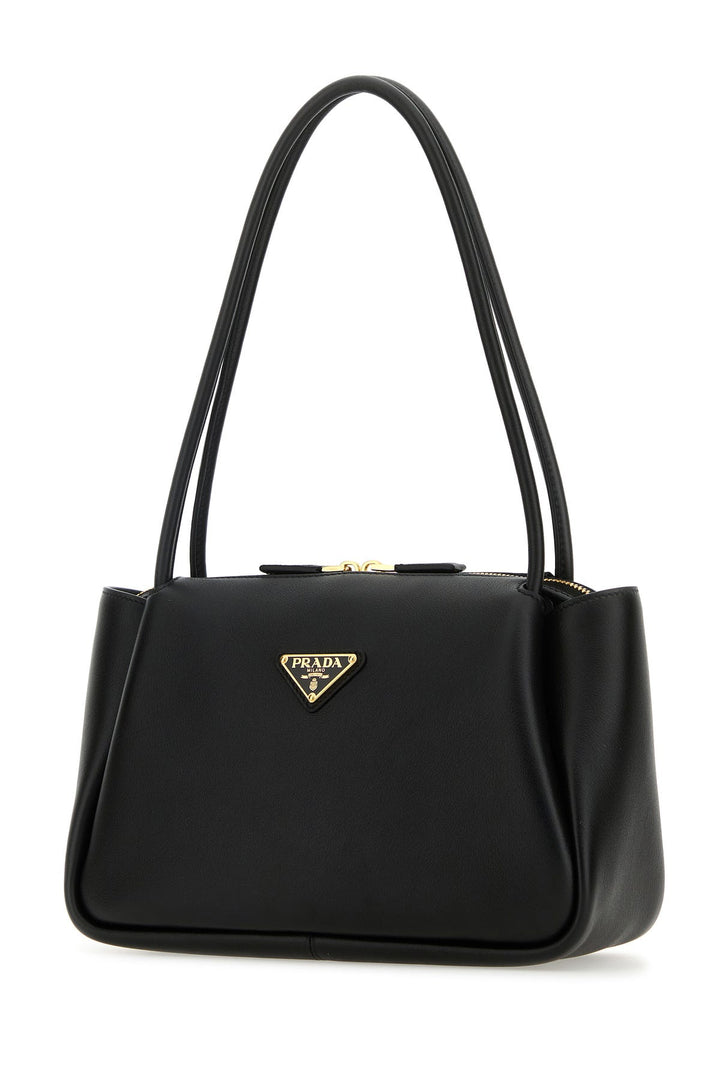 Black leather medium handbag