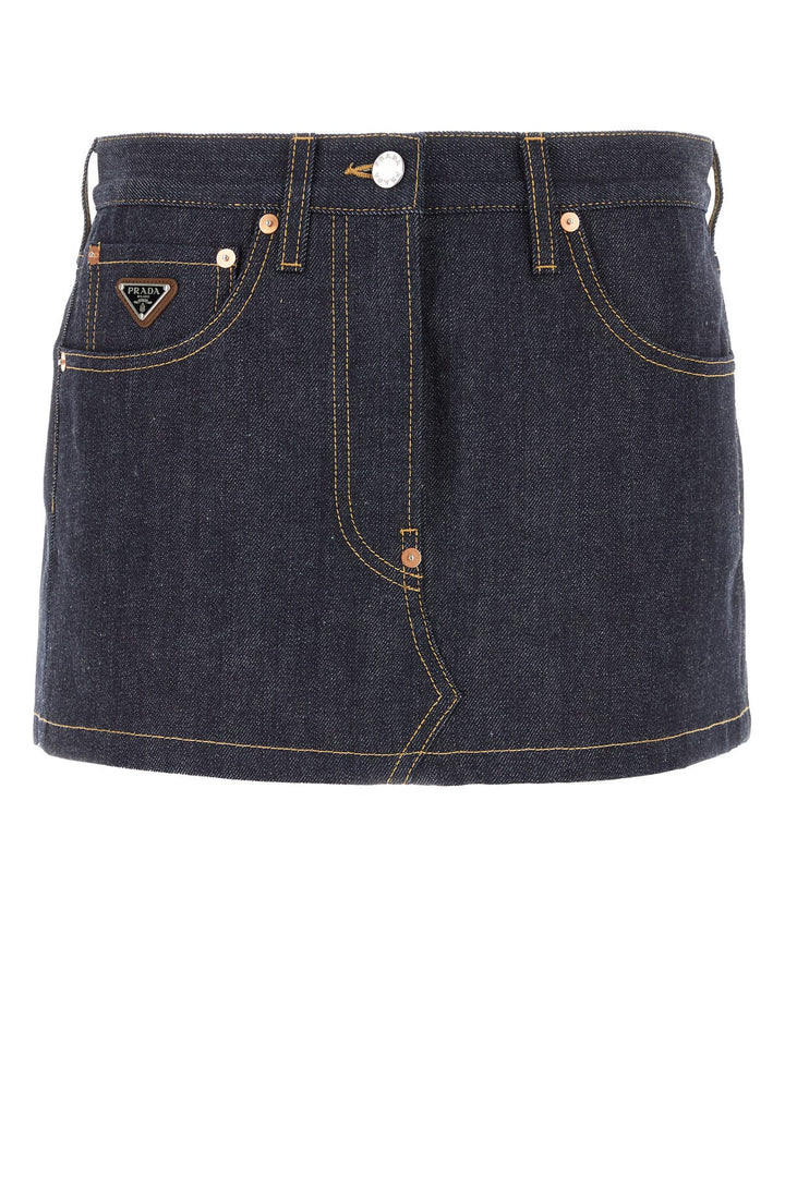 Dark blue denim mini skirt