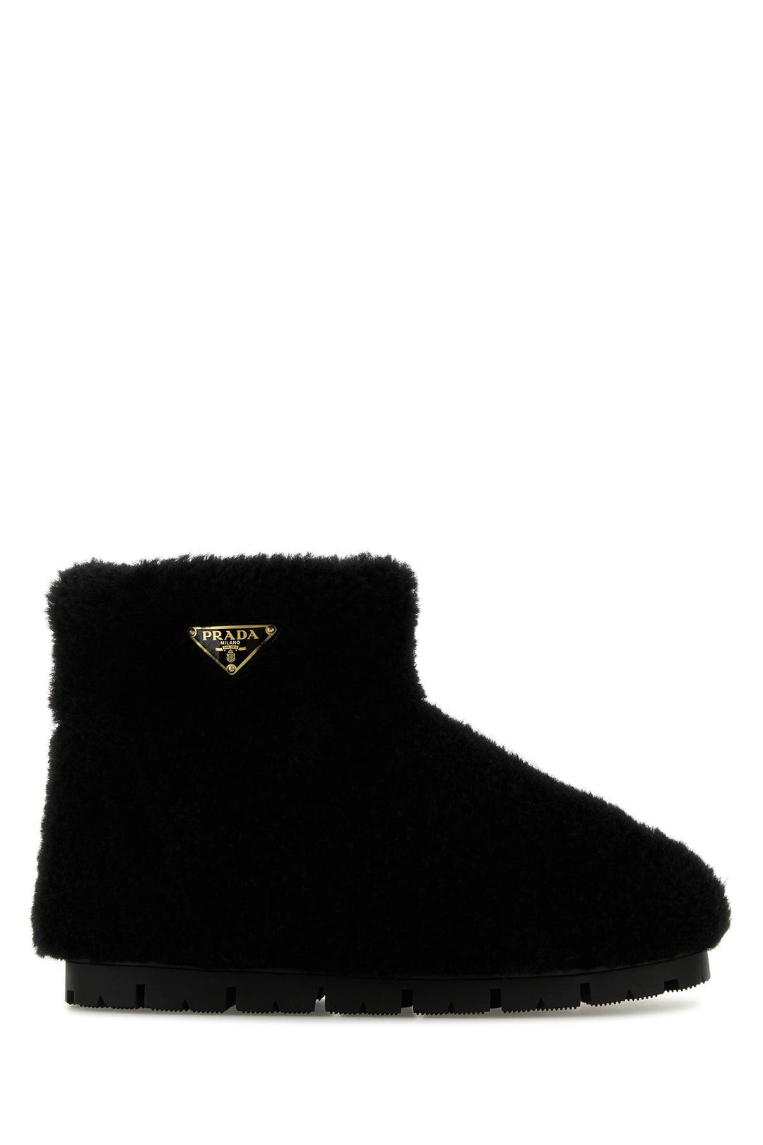 Black shearling ankle boots