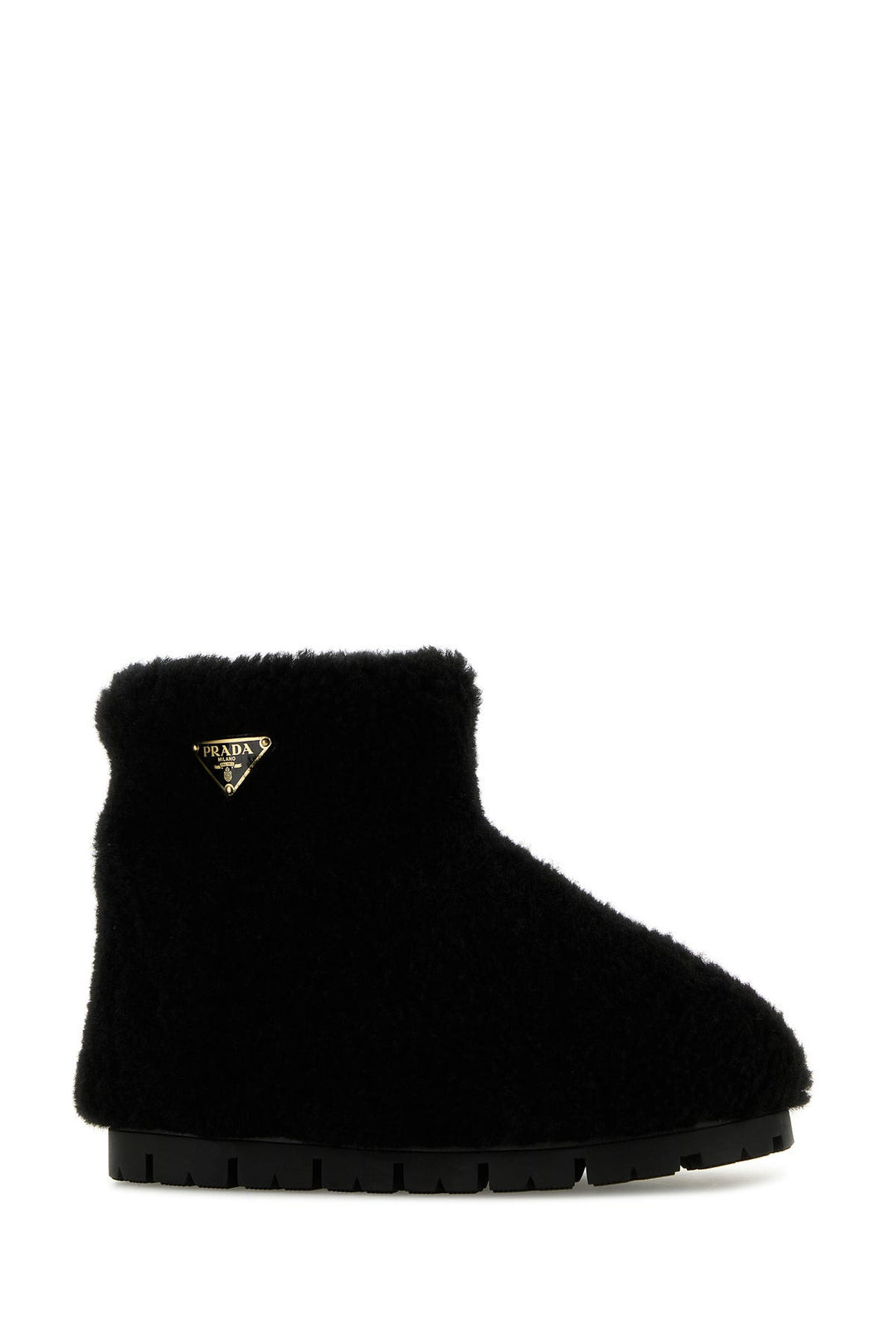 Black shearling ankle boots