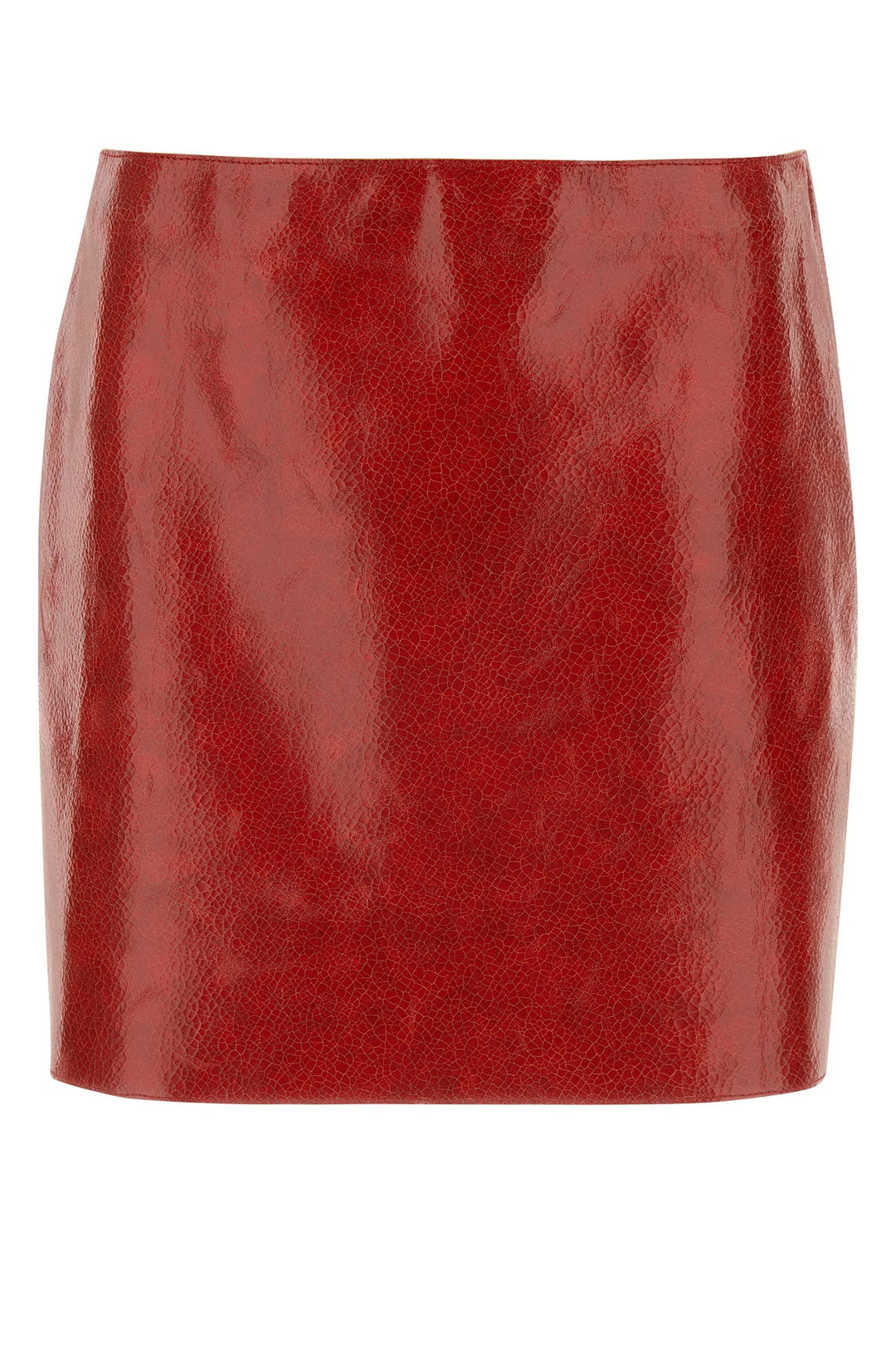 Red leather mini skirt