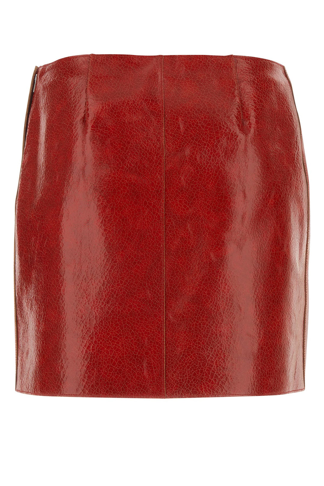 Red leather mini skirt