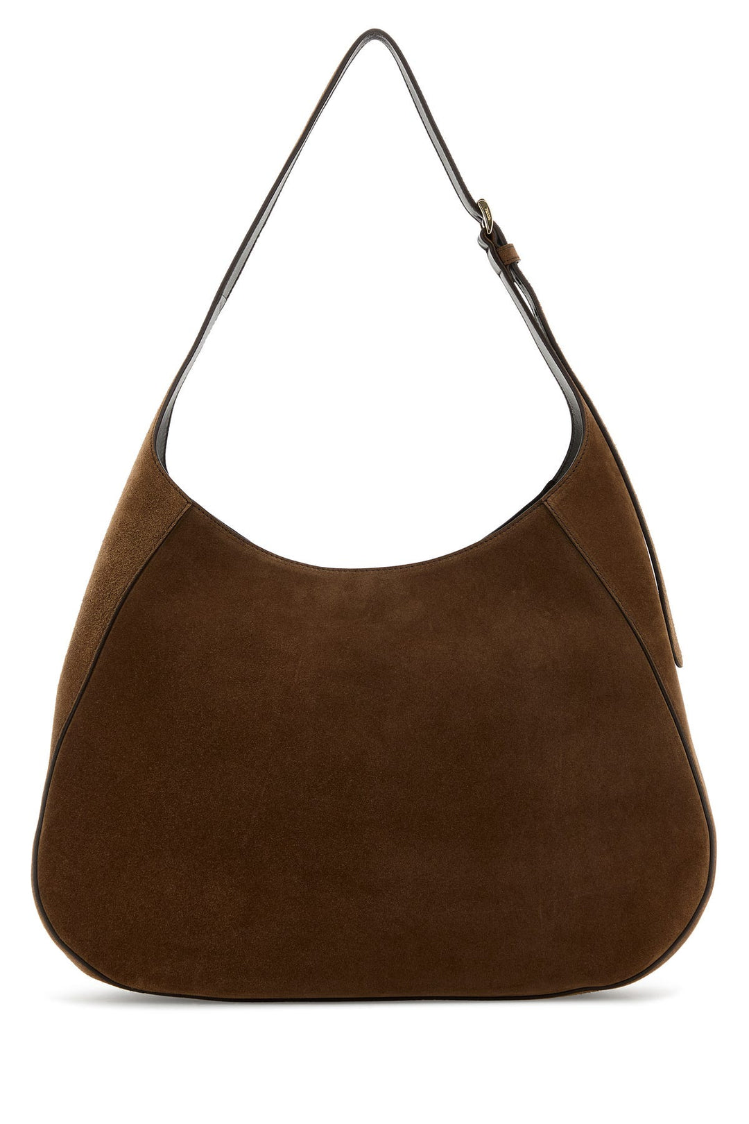 Brown suede large shoulder bag