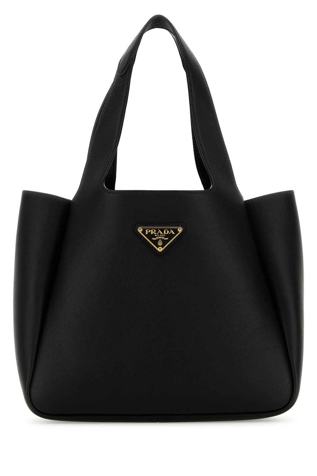 Black leather handbag