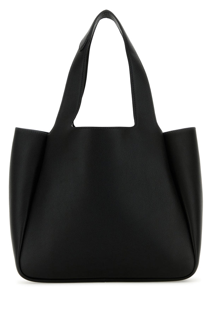 Black leather handbag