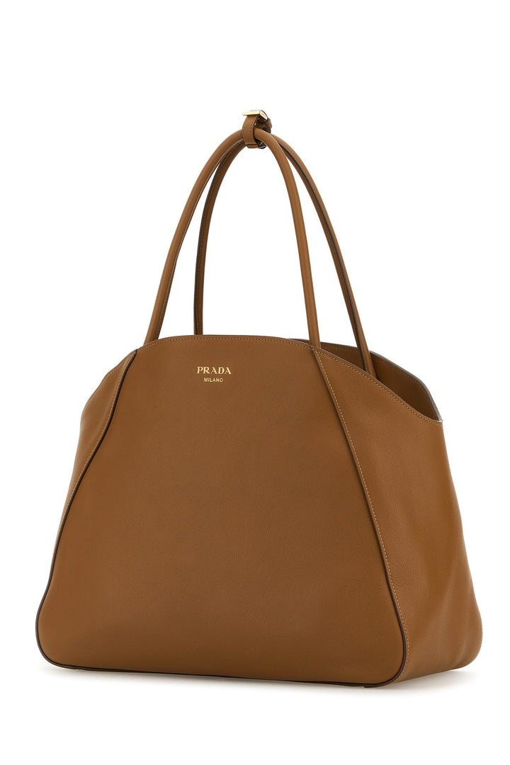 Caramel leather shopping bag