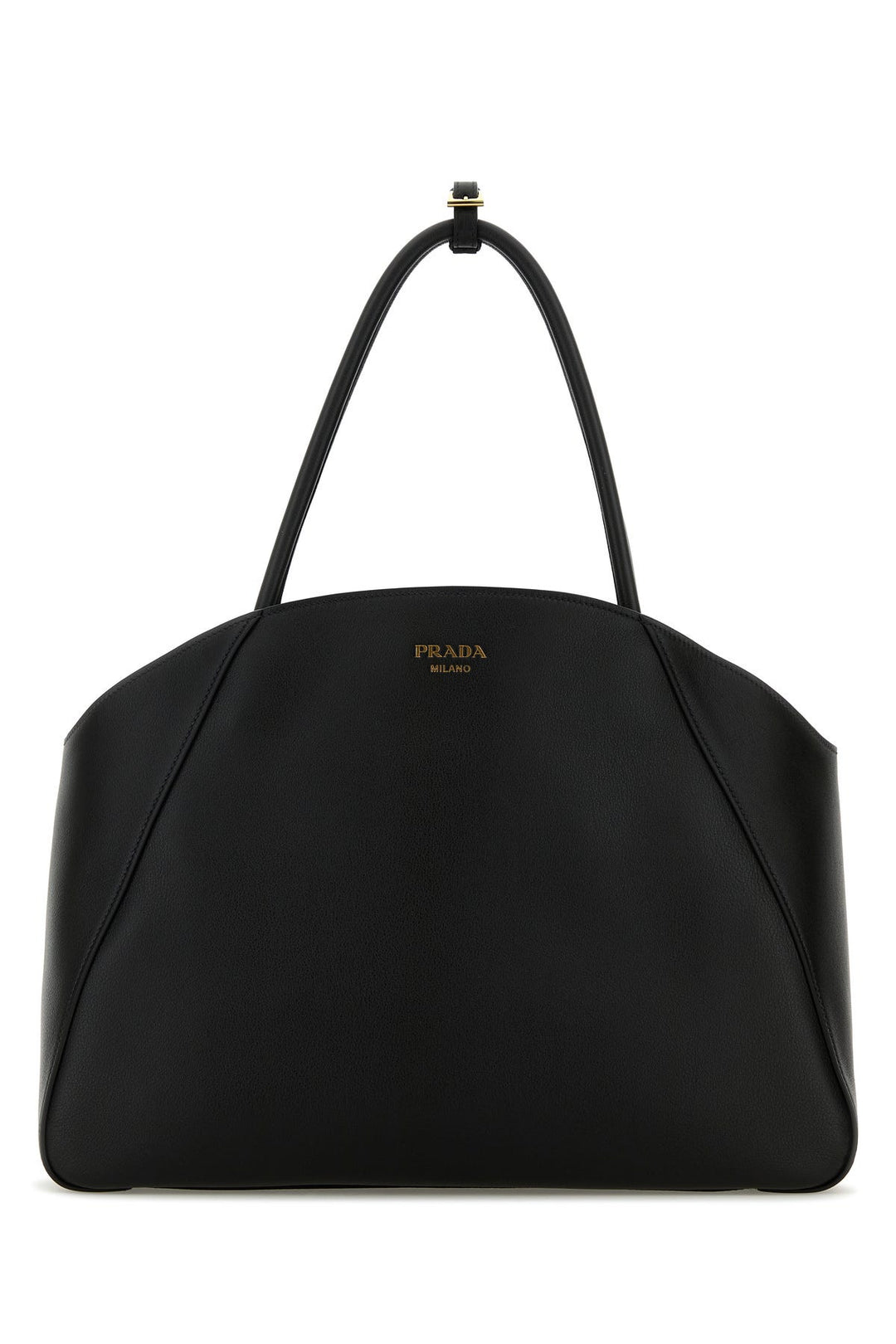 Black leather shopping bag