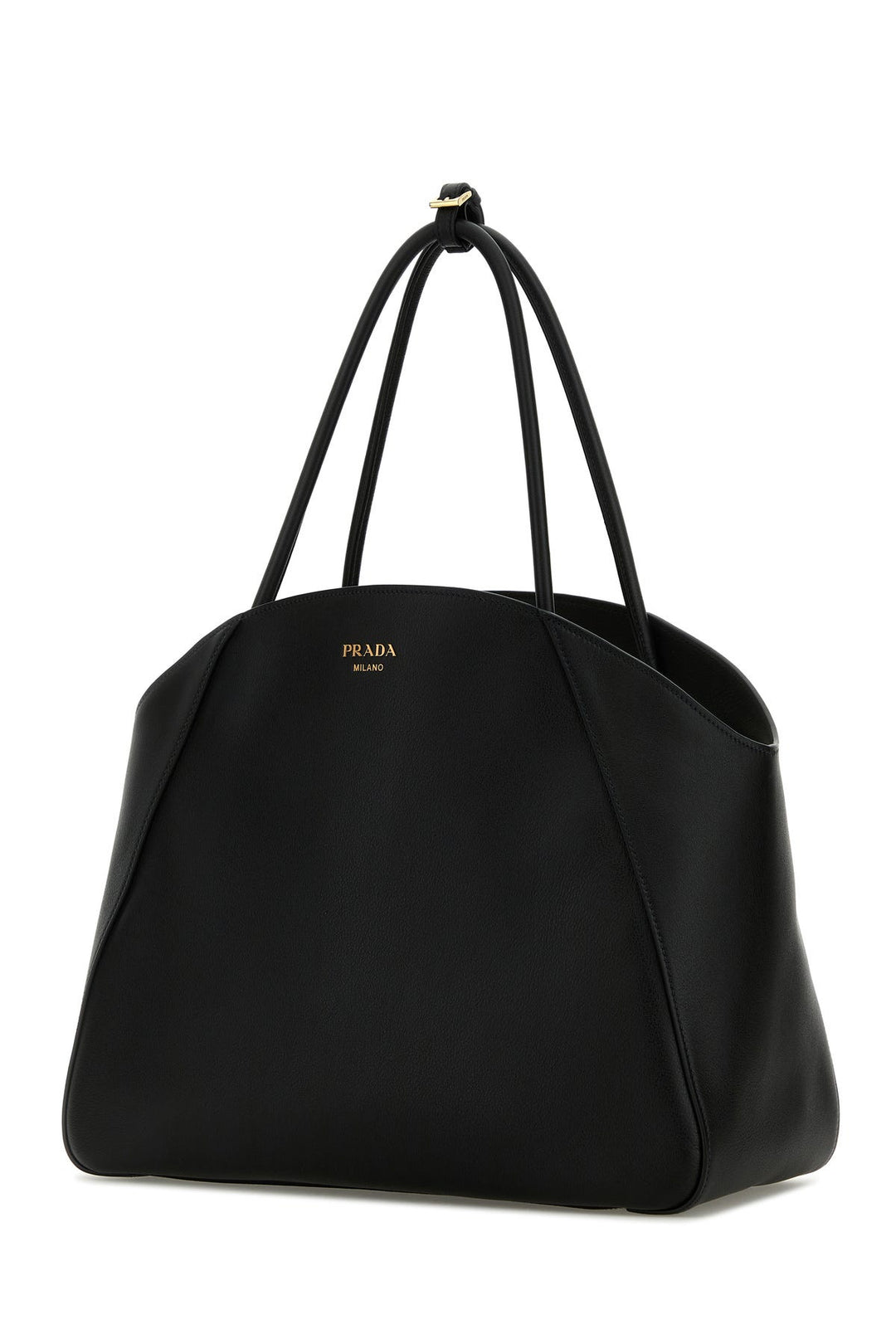 Black leather shopping bag