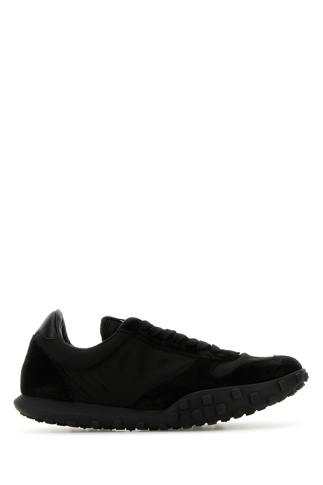 Black fabric and suede sneakers