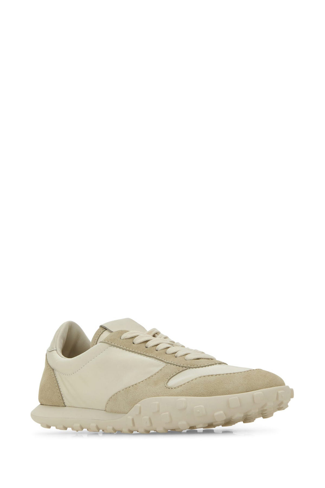 Two-tone fabric and suede sneakers