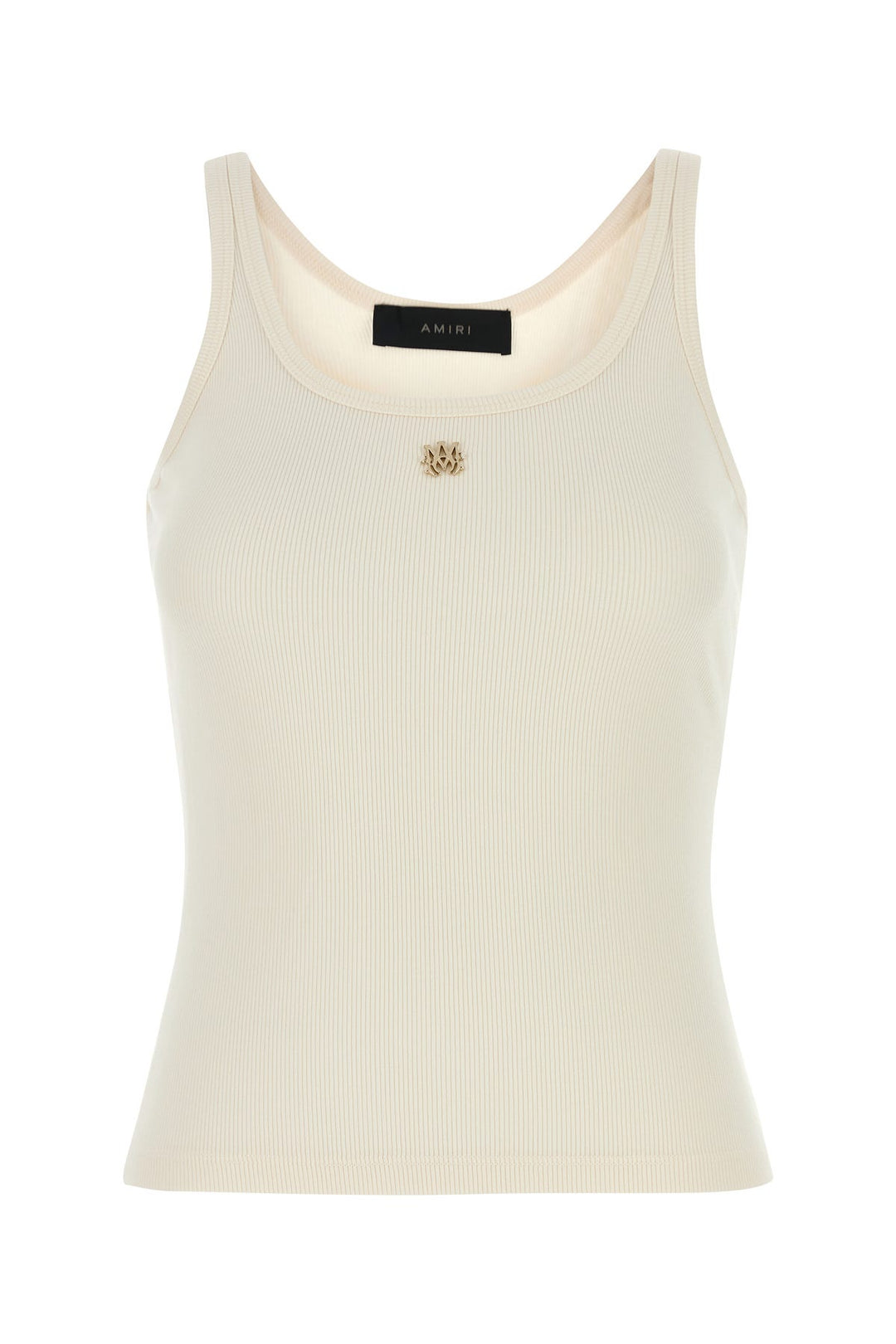 Ivory stretch cotton blend tank top