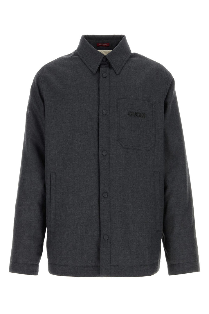 Dark grey polyester blend padded shirt