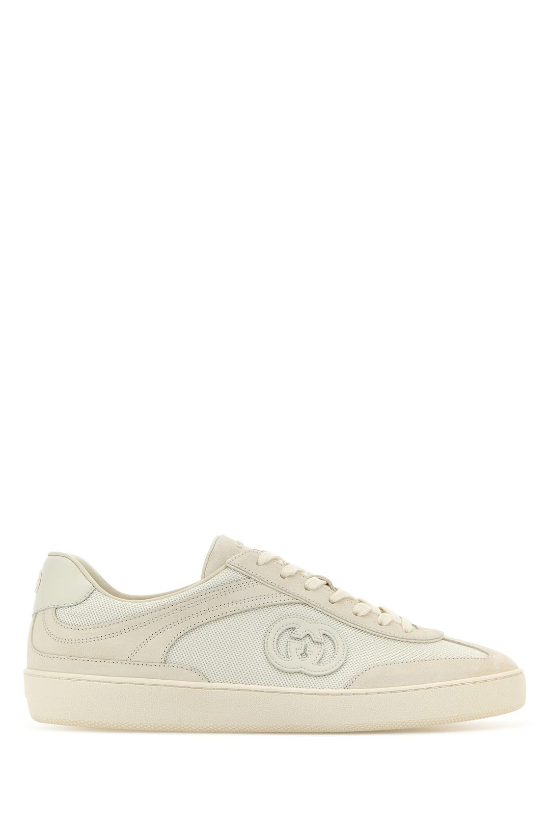 White suede and fabric sneakers