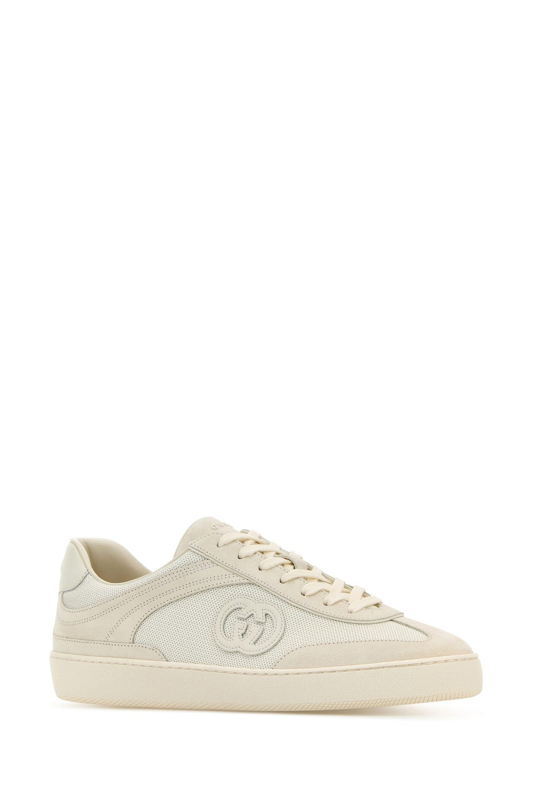 White suede and fabric sneakers