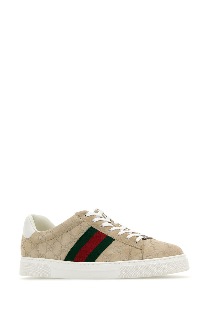 Beige suede Gucci Ace sneakers