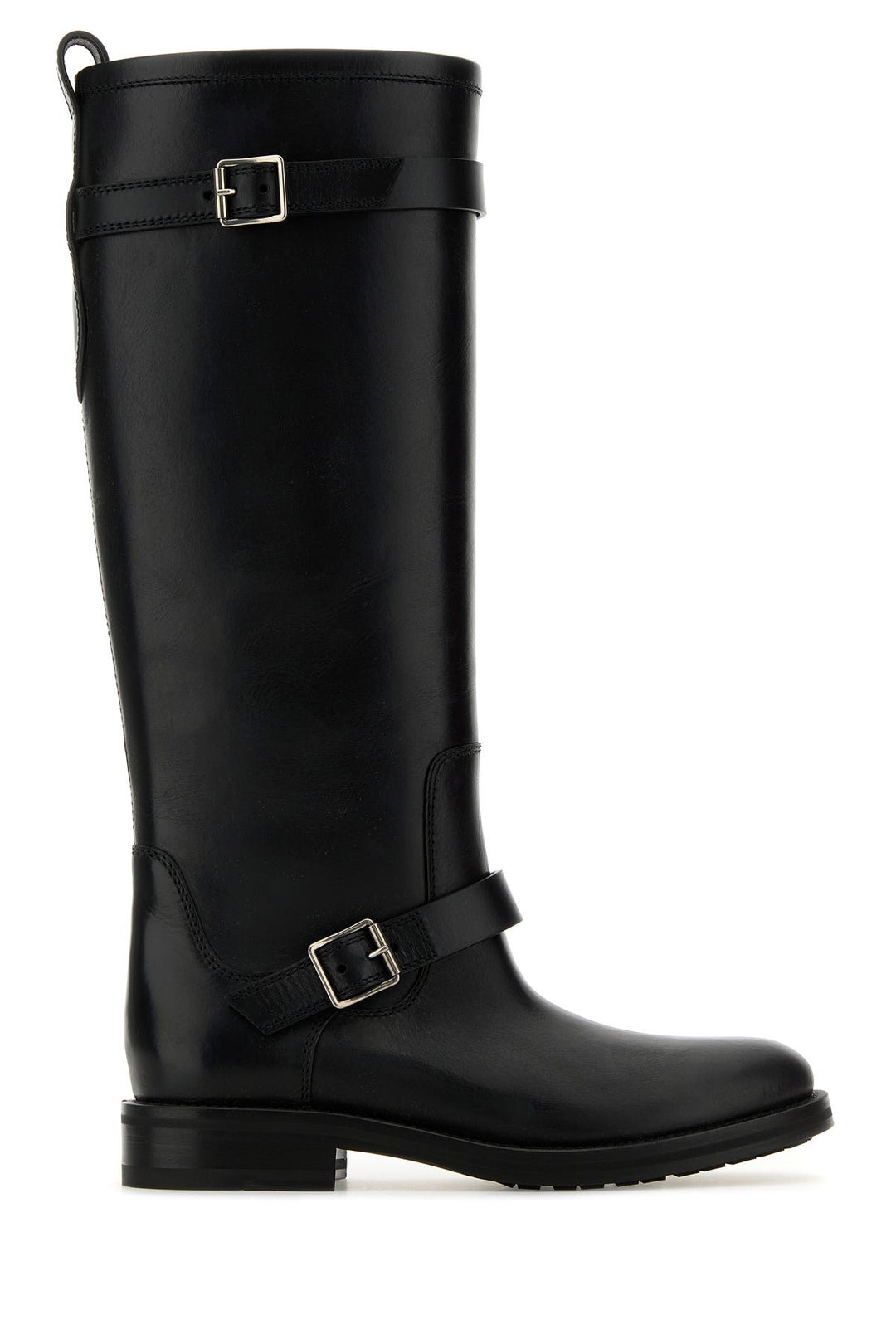 Black leather River boots