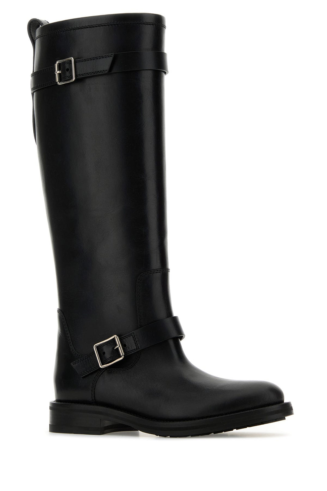 Black leather River boots