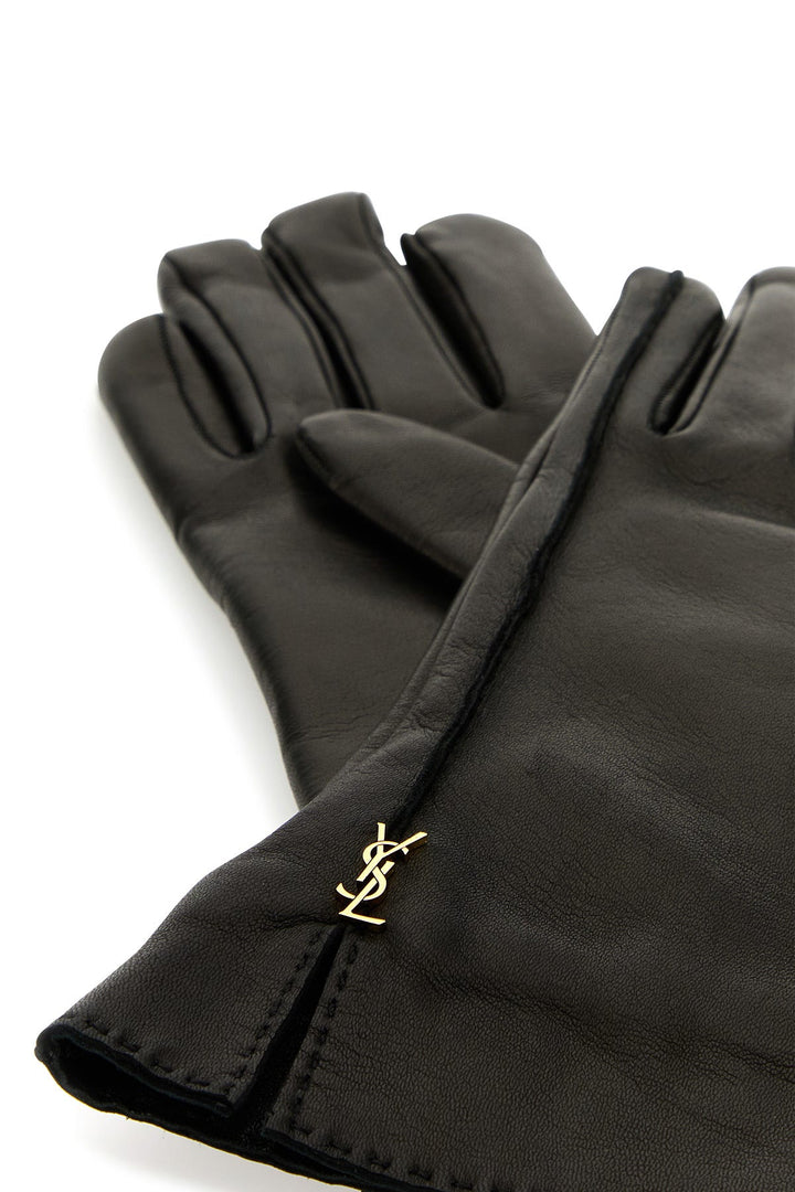 Black leather Cassandre gloves