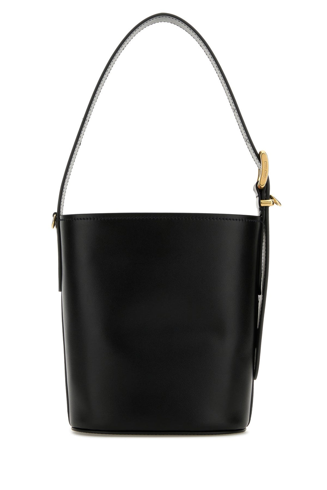 Black leather bucket bag