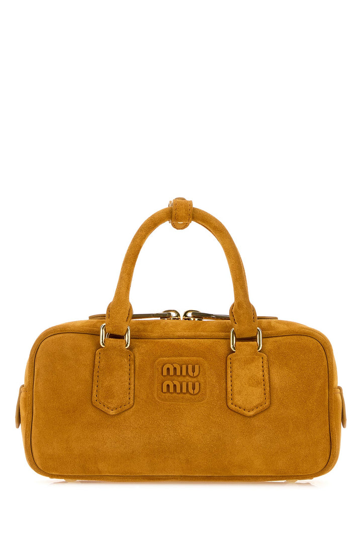 Mustard suede Arcadie handbag