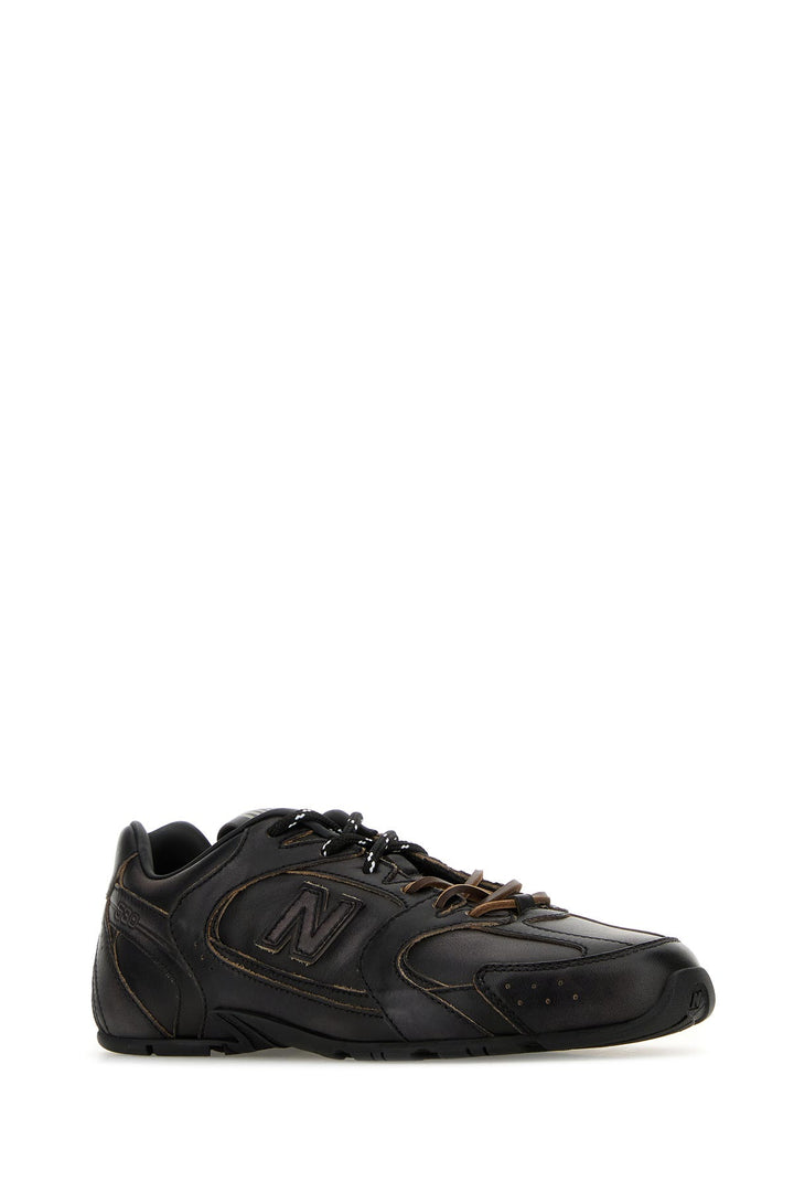 Black leather New Balance X Miu Miu sneakers