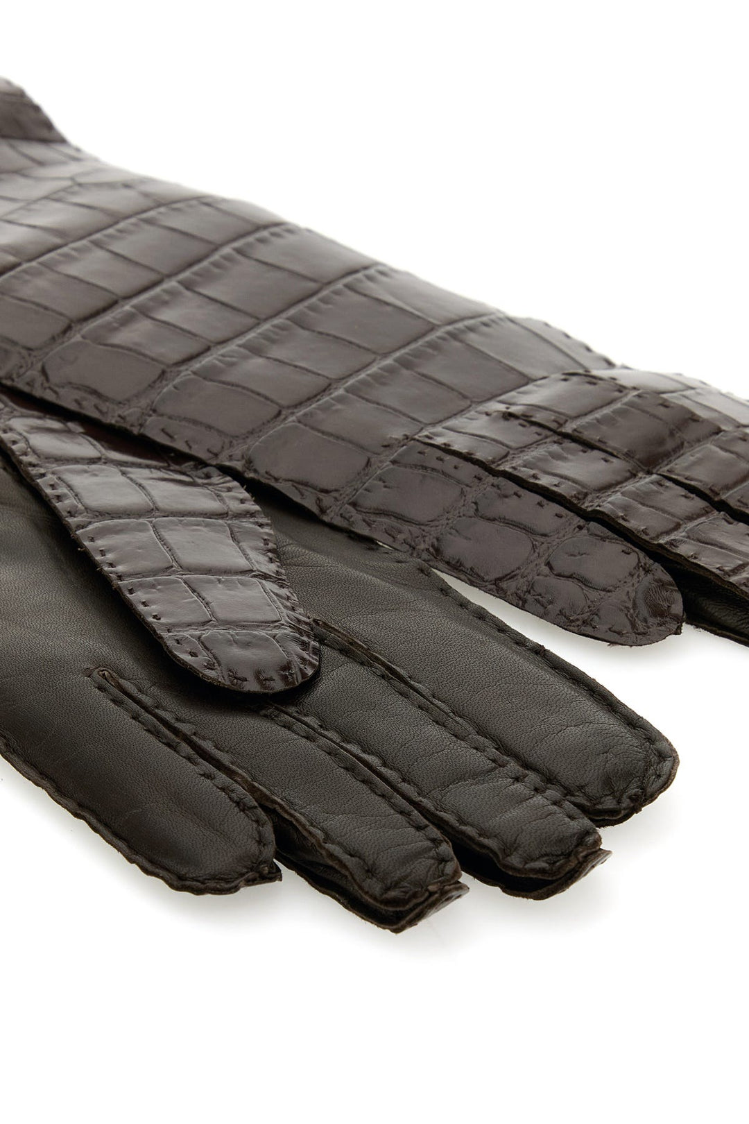 Dark brown leather gloves