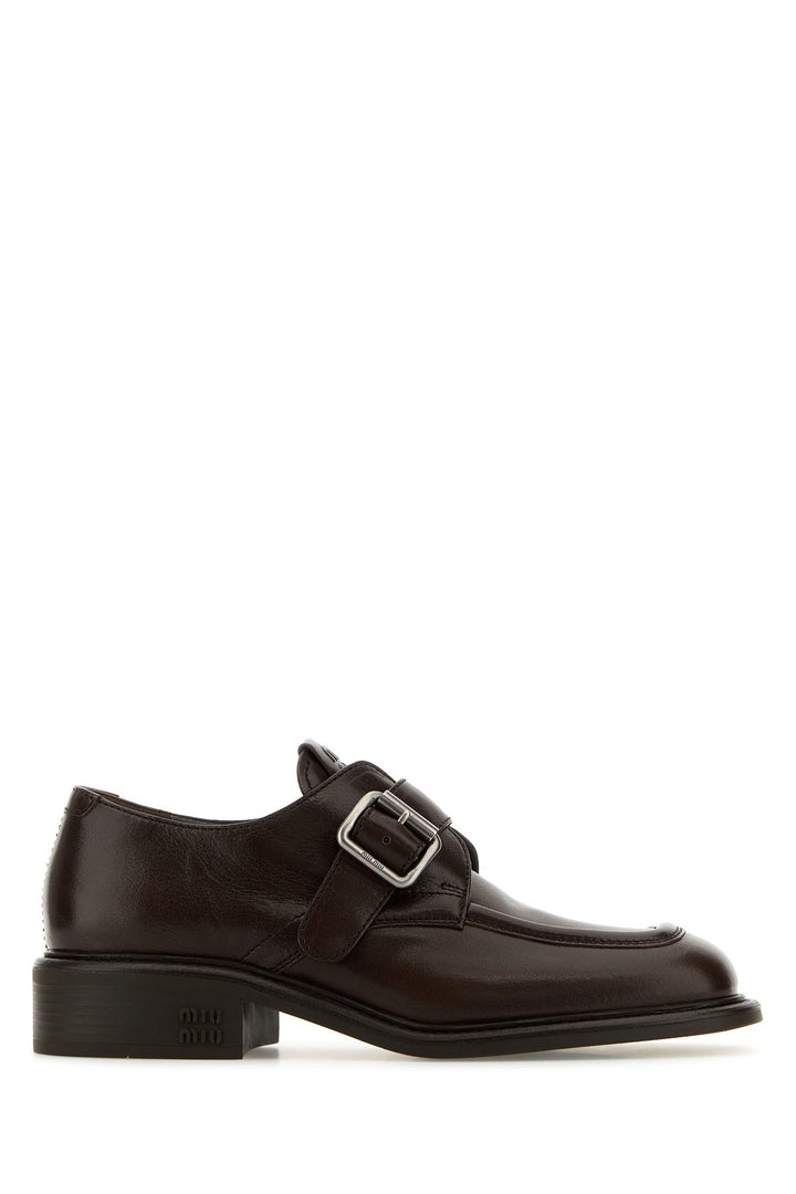 Dark brown leather monk strap shoes