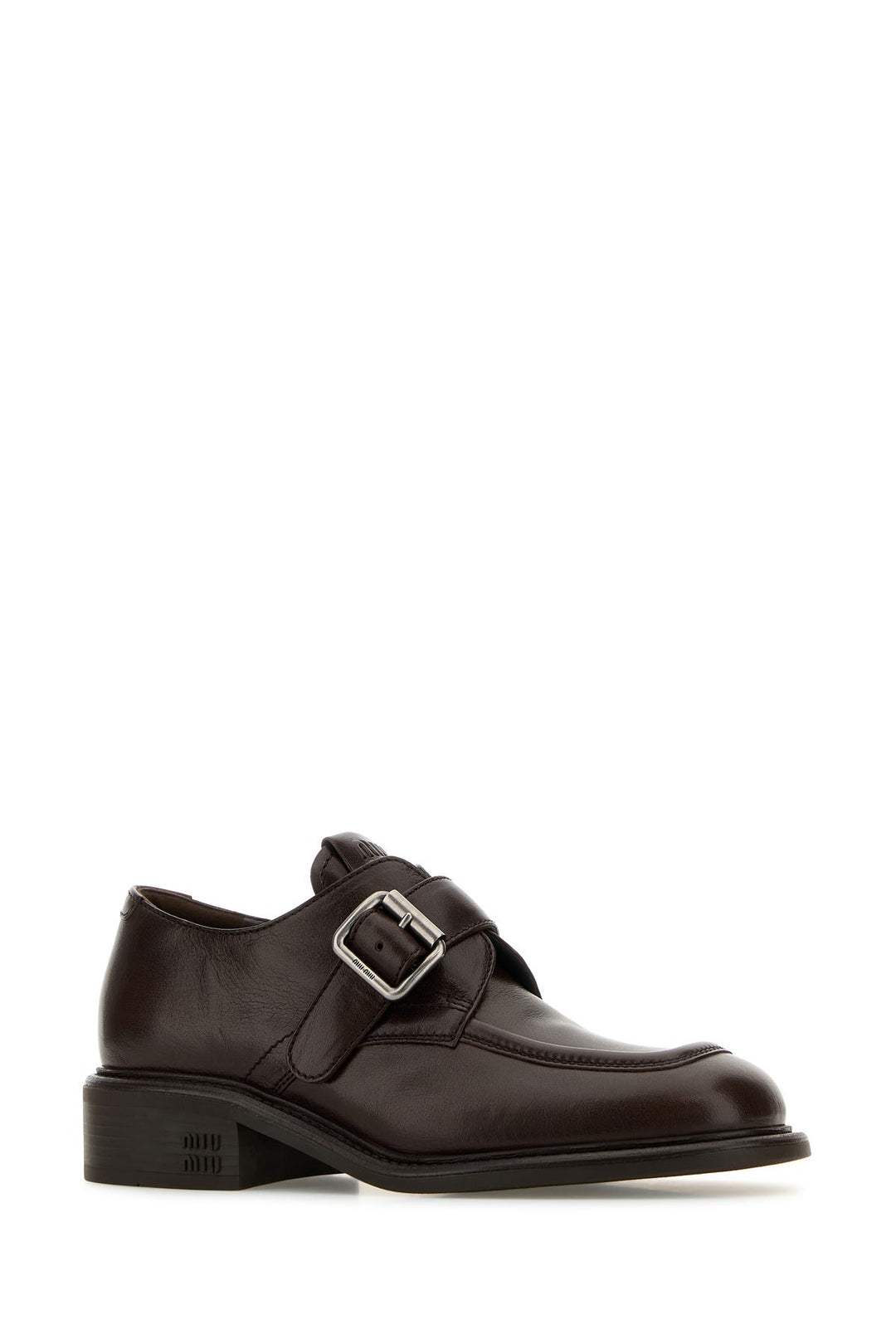 Dark brown leather monk strap shoes