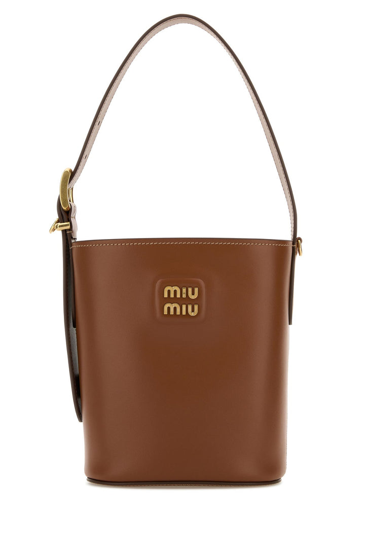 Caramel leather bucket bag